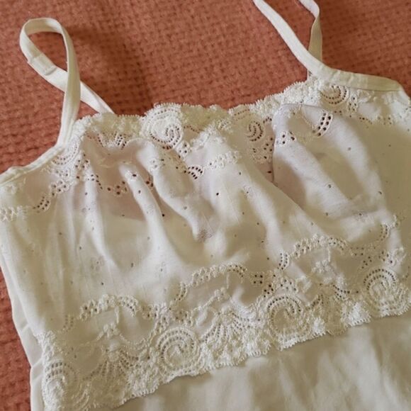 FLEXEES By MAIDENFORM White Eyelet Lace Underwire Shape-Wear Full Slip Dress - Picture 1 of 8